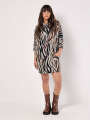 Apricot Orange Zebra Cocoon Dress - Image 2 of 4