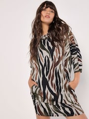 Apricot Orange Zebra Cocoon Dress - Image 3 of 4