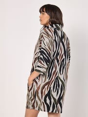 Apricot Orange Zebra Cocoon Dress - Image 4 of 4