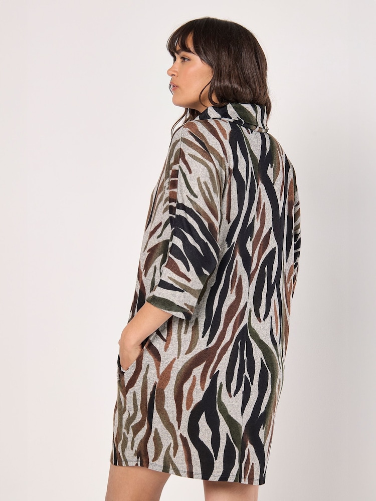Apricot Orange Zebra Cocoon Dress - Image 4 of 4