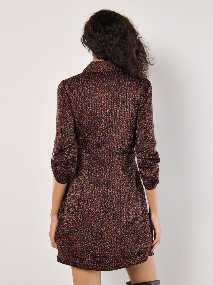 Apricot Orange Micro Animal Print Tie Wrap Dress - Image 4 of 4