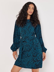 Apricot Green Leopard And Zebra Belt Shift Dress - Image 1 of 4