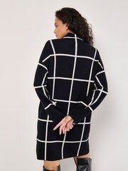Apricot Black Window Check High Neck Jumper Dress - Image 4 of 4