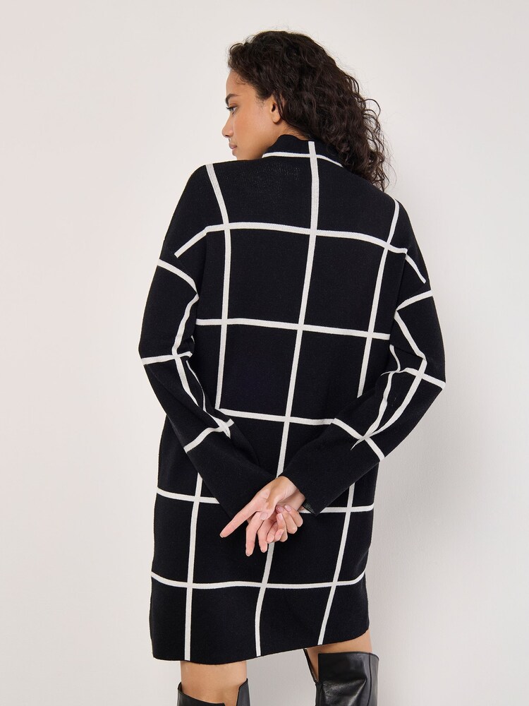 Apricot Black Window Check High Neck Jumper Dress - Image 4 of 4