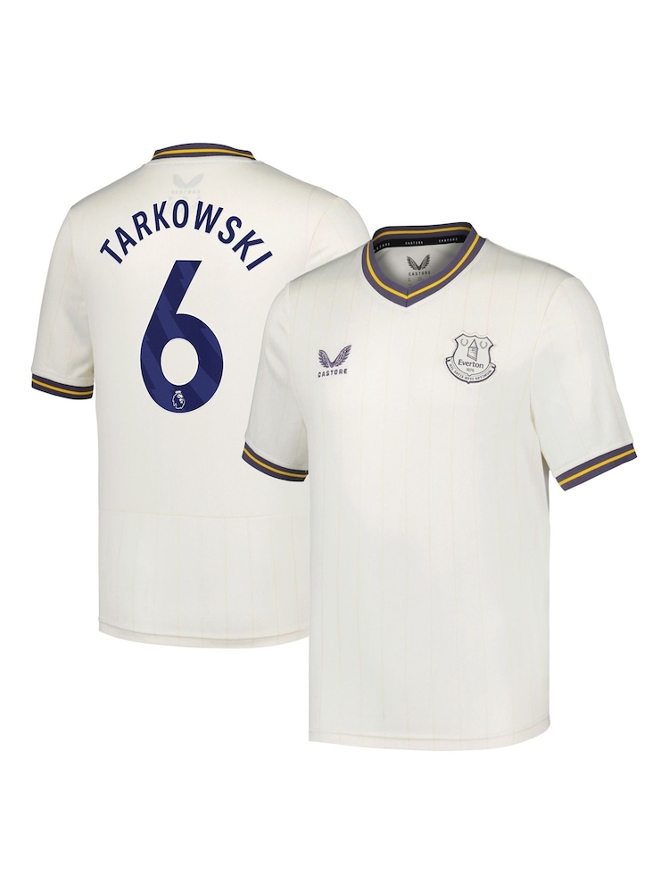 Castore White Everton Third Kids Shirt 2024-25 in Tarkowski 6 Printing - Image 1 of 3