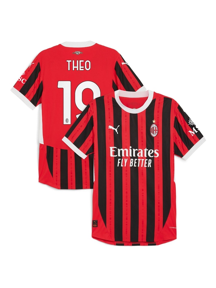 Puma Red Theo 19 Printing AC Milan Home Authentic Shirt 2024-25 - Image 1 of 3