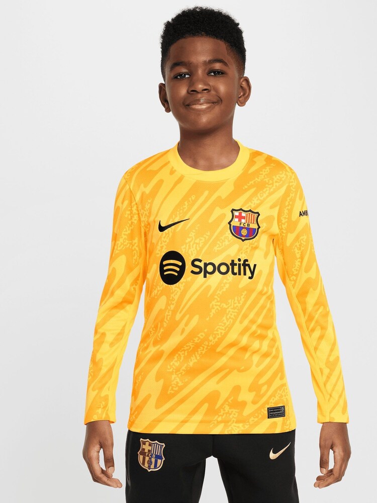 Nike Yellow Kids Barcelona Goalkeeper Change Stadium Long Sleeve Shirt 2024-25 - Image 1 of 5