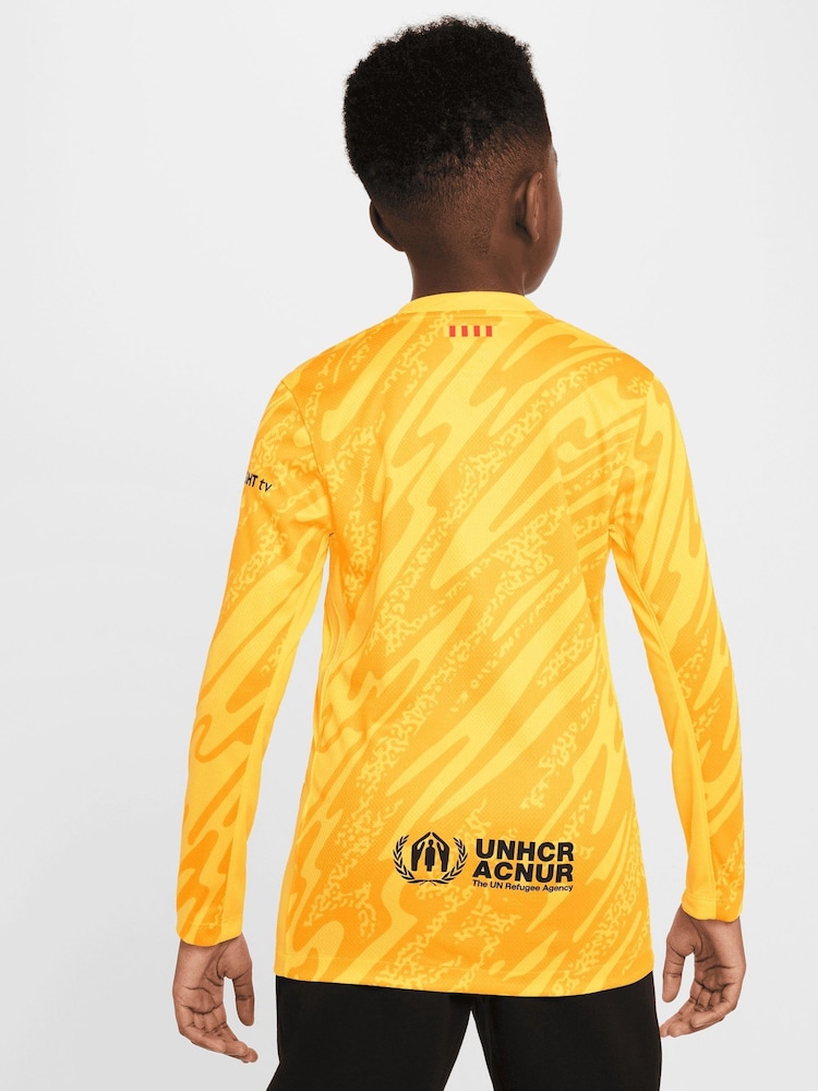 Nike Yellow Kids Barcelona Goalkeeper Change Stadium Long Sleeve Shirt 2024-25 - Image 2 of 5