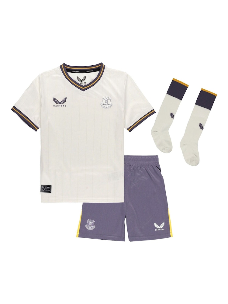 Castore White Everton Third Infant Kit 2024-25 Coleman 23 printing - Image 1 of 3