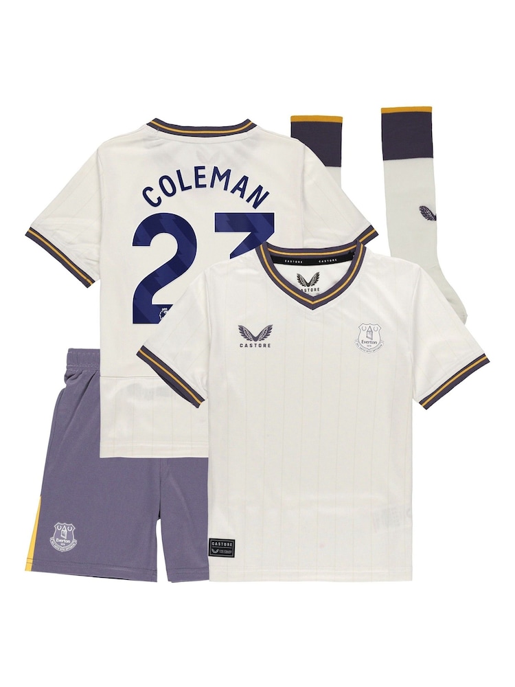 Castore White Everton Third Infant Kit 2024-25 Coleman 23 printing - Image 3 of 3 Castore White Everton Third Infant Kit 2024-25 Coleman 23 printing - Image 3 of 3