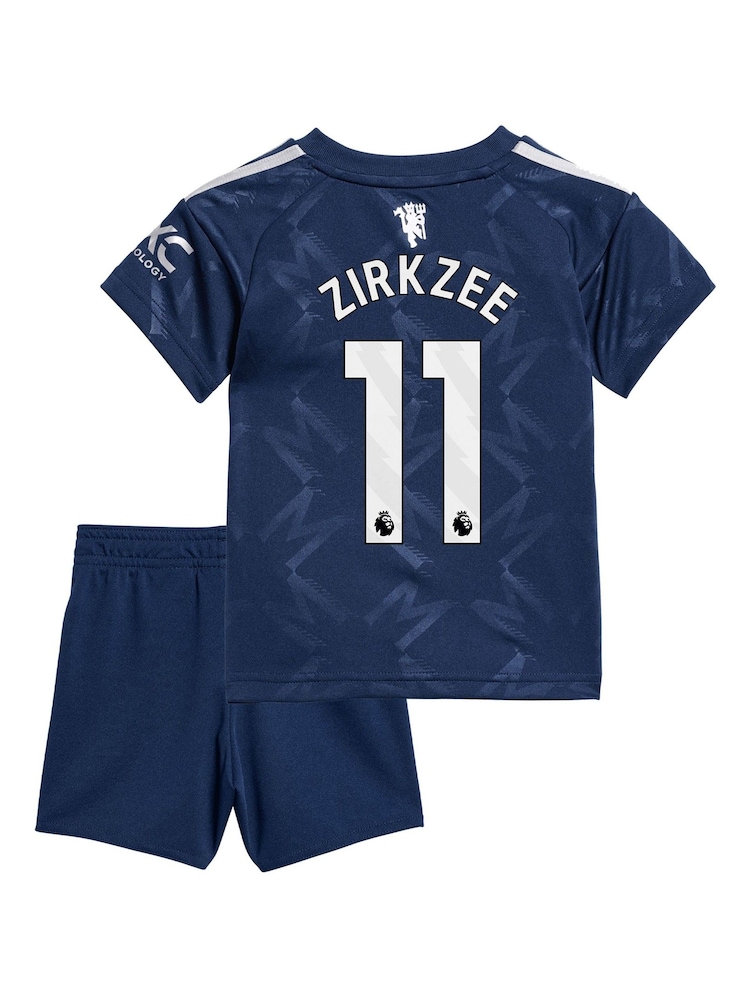 adidas Blue Manchester United EPL Away Baby Kit 2024-25 Zirkzee 11 printing - Image 2 of 3