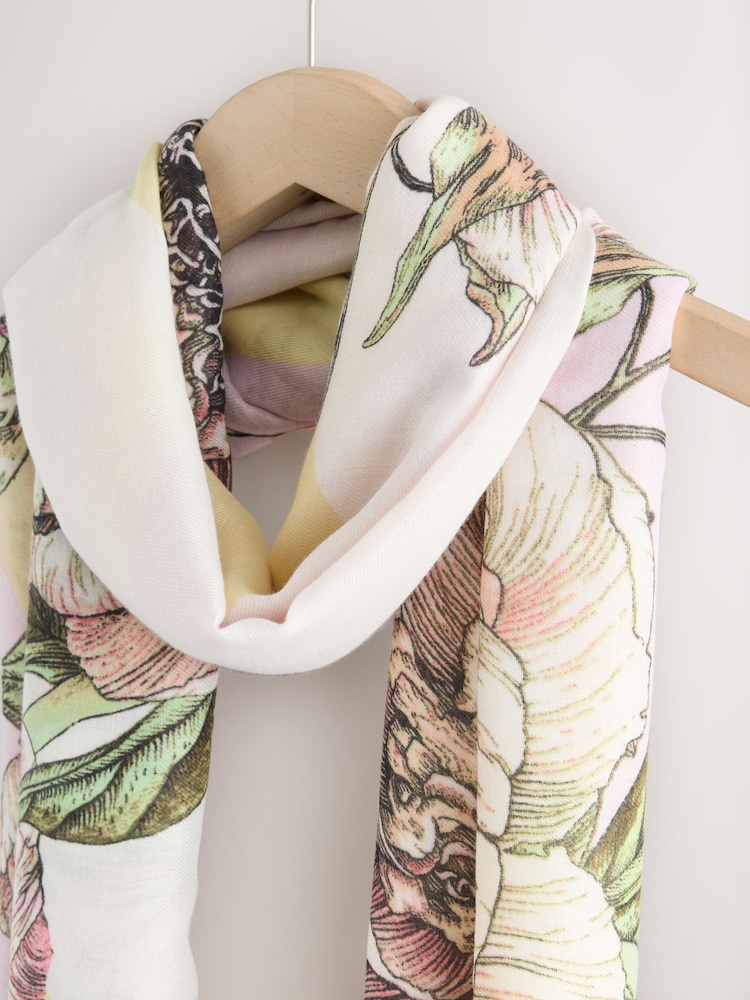 Yellow/Lilac Floral Print Lightweight Scarf - Image 2 of 3