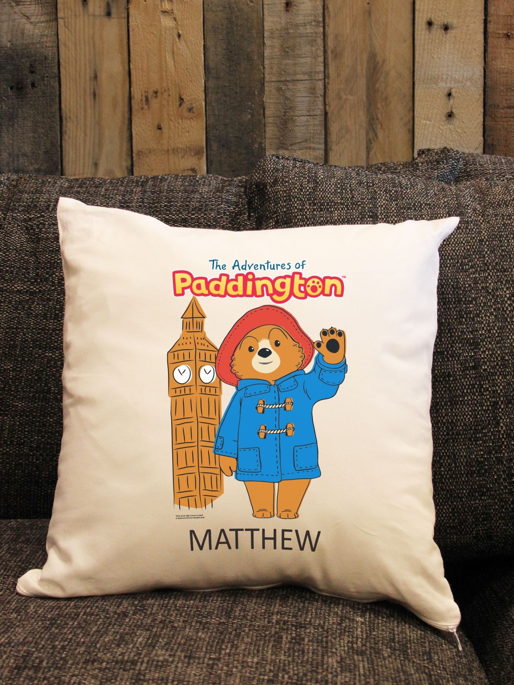 Personalised Paddington Bear Square Cushion by Character World
