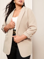 Friends Like These Pink Curve Edge to Edge Tailored Sleeve Detail Blazer - Image 1 of 4