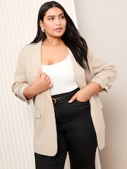 Friends Like These Pink Curve Edge to Edge Tailored Sleeve Detail Blazer - Image 3 of 4