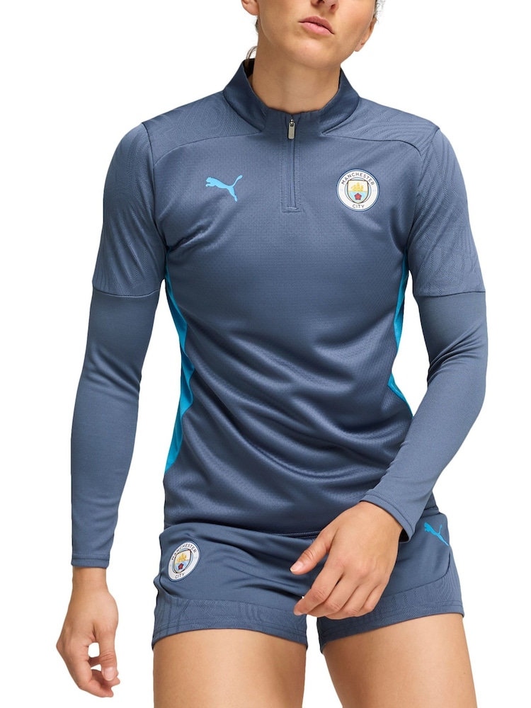 Puma Blau Manchester City Trainingsoberteil mit Viertelreißverschluss für Damen - Bild 1 von 5