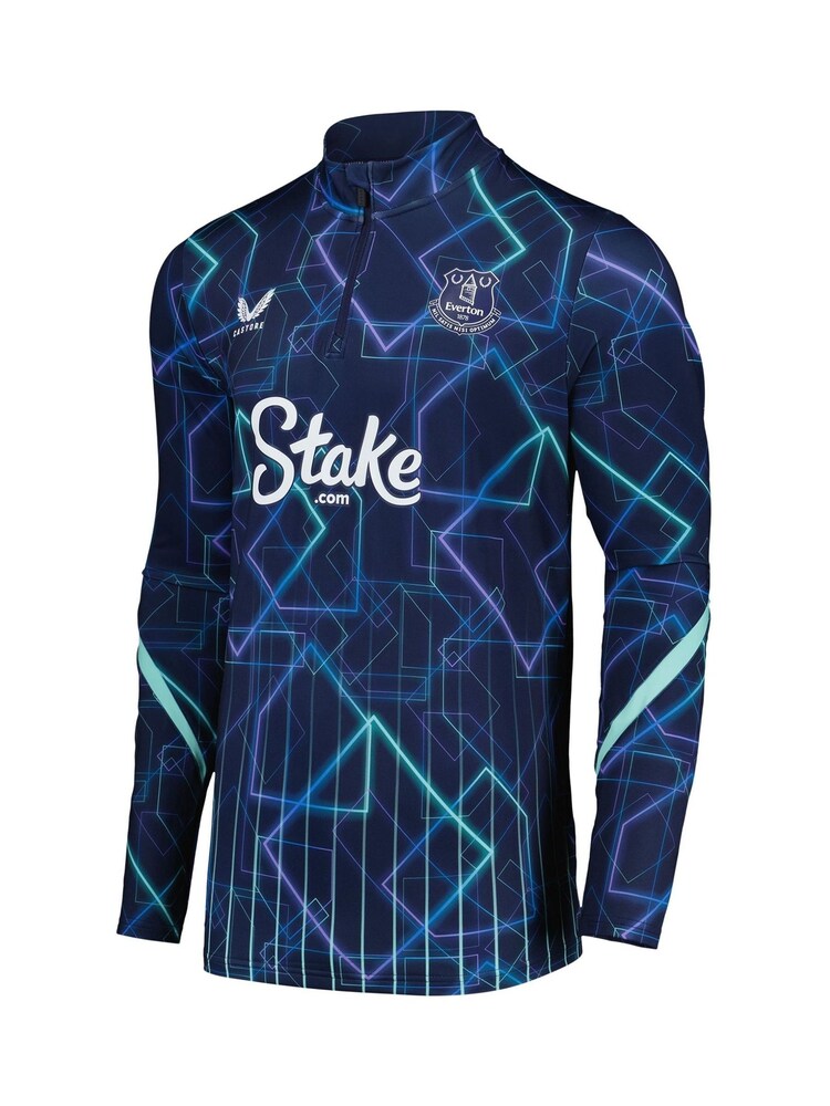 Castore Blue Everton Third Matchday Quarter Zip Midlayer Sweatshirt - Image 2 of 3 Castore Blue Everton Third Matchday Quarter Zip Midlayer Sweatshirt - Image 2 of 3