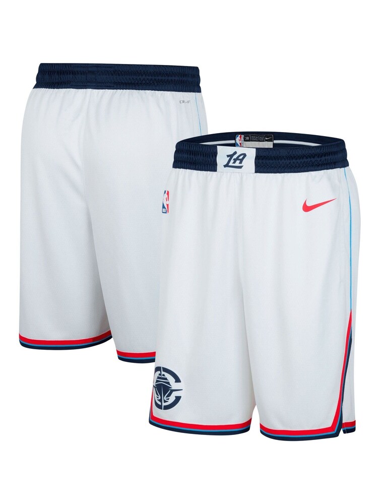 Fanatics NBA Los Angeles Clippers Replica Association Swingman White Shorts - Image 1 of 3