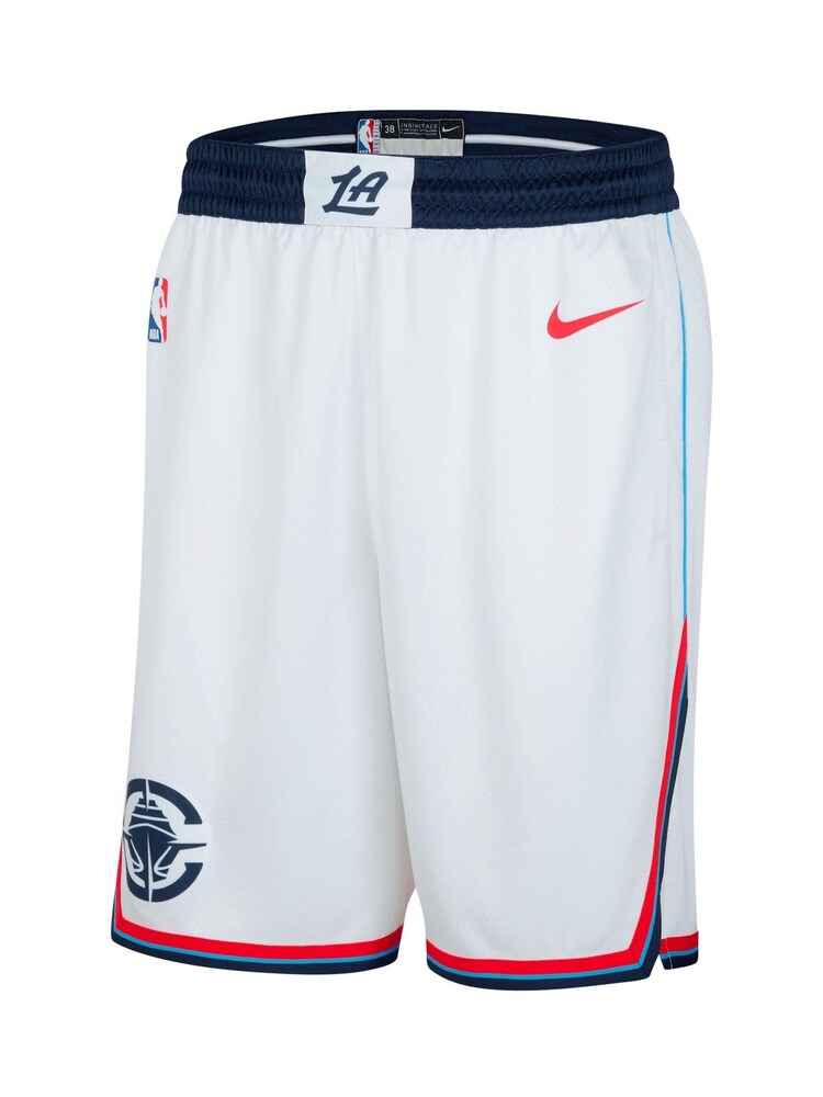 Fanatics NBA Los Angeles Clippers Replica Association Swingman White Shorts - Image 2 of 3