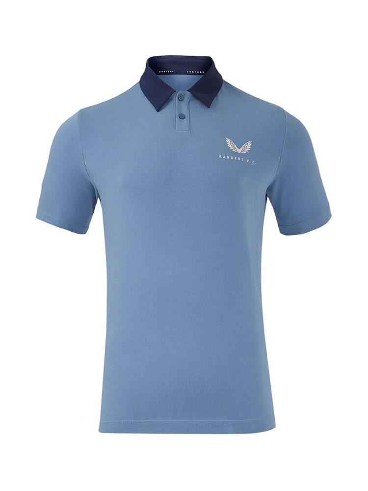 Castore Blue Glasgow Rangers Travel Polo Shirt - Image 2 of 5
