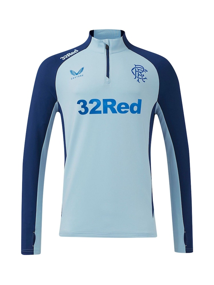 Castore Blue Glasgow Rangers Players Training Quarter Zip Midlayer Top - Image 2 of 5