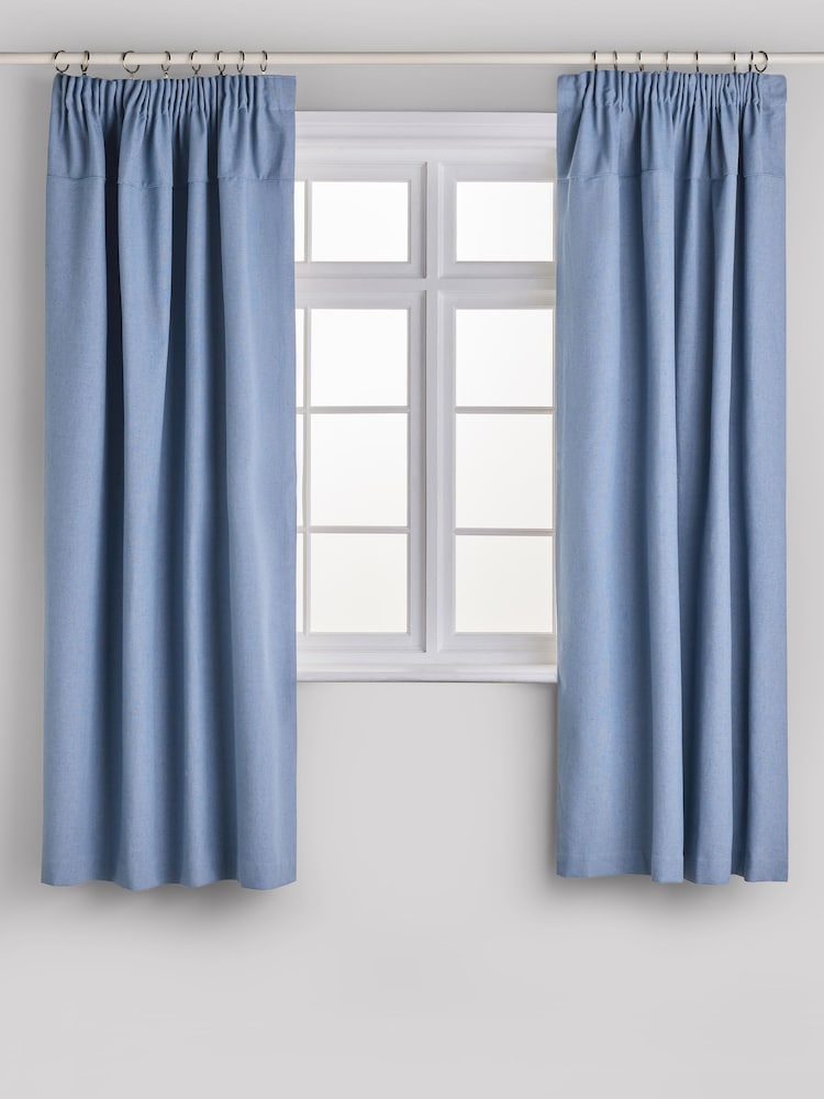 Blue Pencil Pleat Blackout Curtains - Image 1 of 3 Blue Pencil Pleat Blackout Curtains - Image 1 of 3