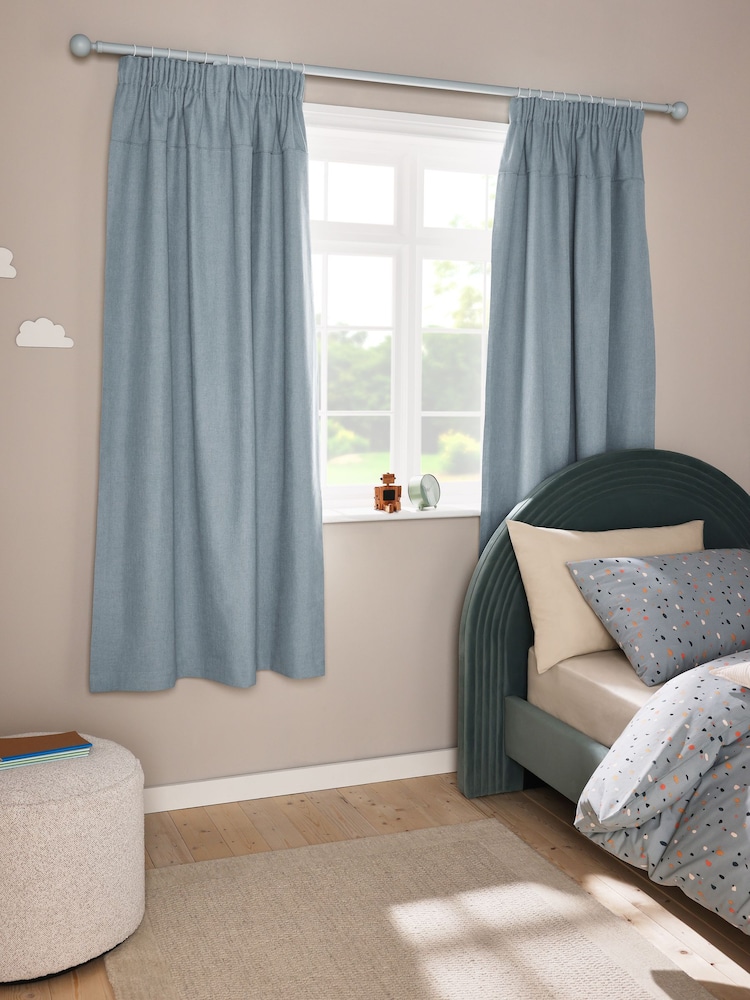 Petrol Pencil Pleat Blackout Curtains - Image 2 of 8 Petrol Pencil Pleat Blackout Curtains - Image 2 of 8