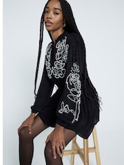 River Island Black Pearl Embellished Mini Dress - Image 1 of 6