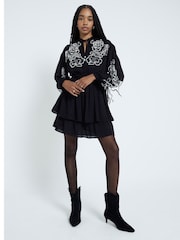 River Island Black Pearl Embellished Mini Dress - Image 2 of 6