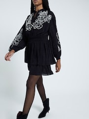 River Island Black Pearl Embellished Mini Dress - Image 3 of 6