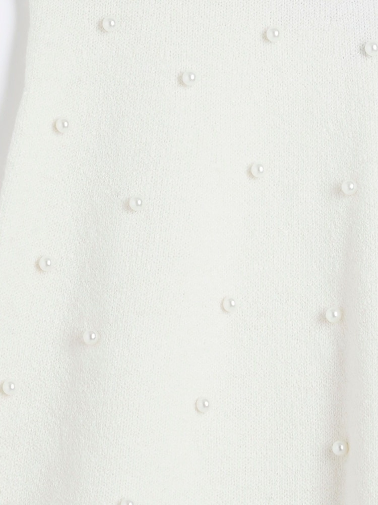 River Island Cream Pearl Detail Flippy Mini Skirt - Image 5 of 5