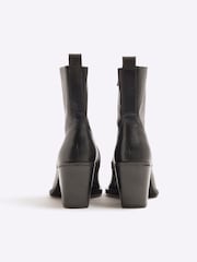 River Island Black Leather Western Heeled Boots - Image 3 of 4