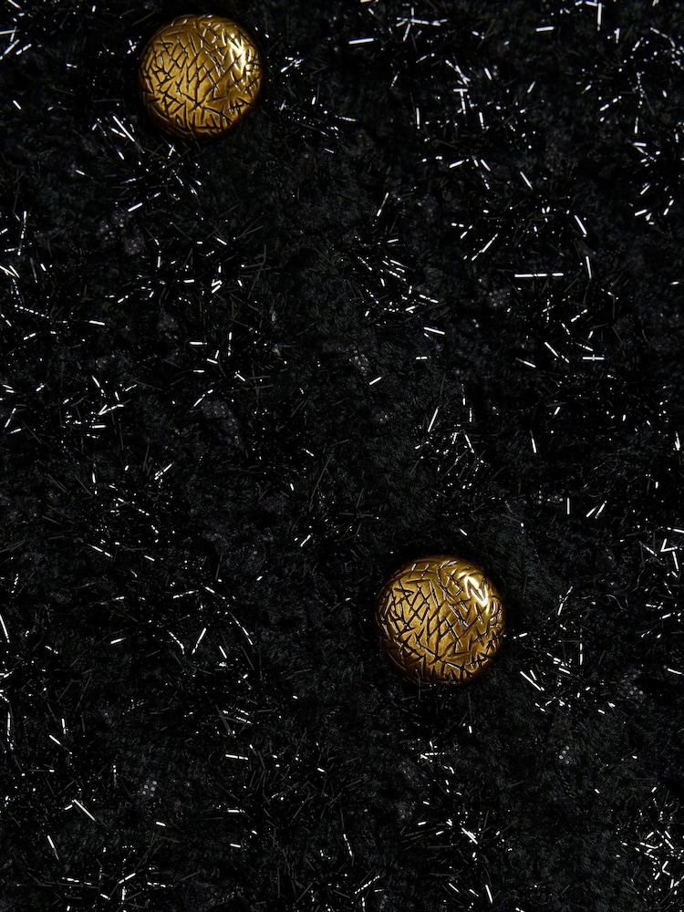 River Island Black Sparkle Military Knitted Cardigan - Image 4 of 5