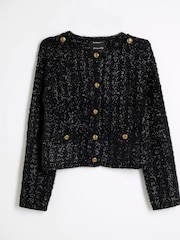 River Island Black Sparkle Military Knitted Cardigan - Image 5 of 5