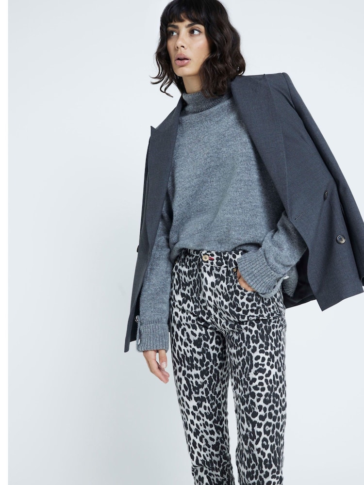 River Island Black High Rise Leopard Print Bootcut Jeans - Image 2 of 4 River Island Black High Rise Leopard Print Bootcut Jeans - Image 2 of 4
