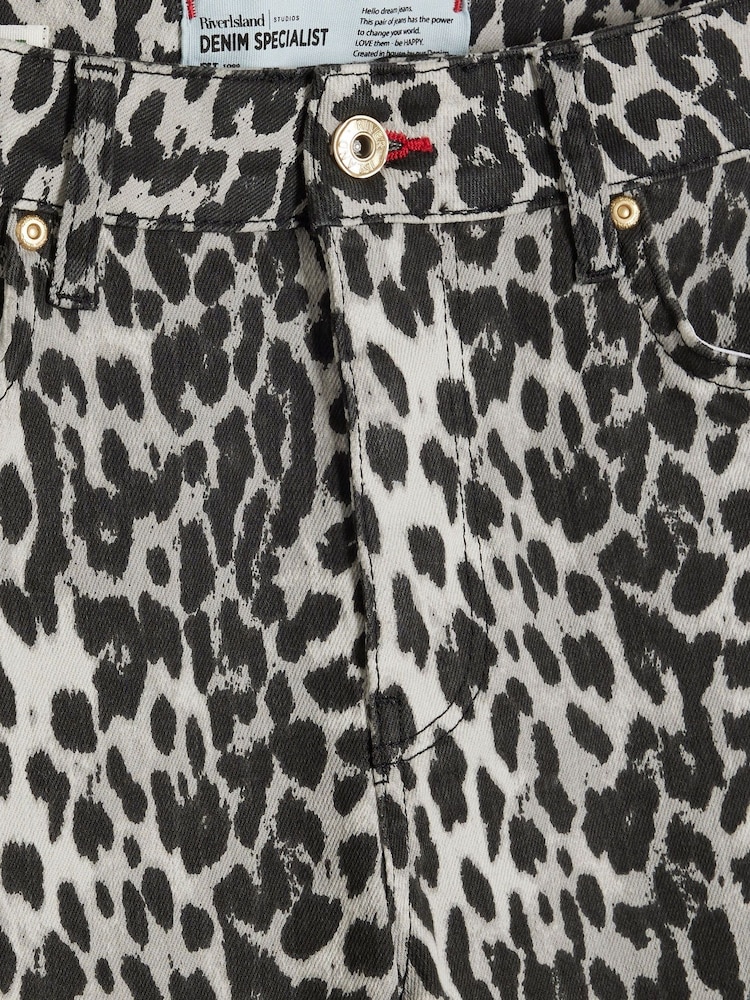 River Island Black High Rise Leopard Print Bootcut Jeans - Image 4 of 4 River Island Black High Rise Leopard Print Bootcut Jeans - Image 4 of 4