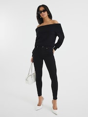 River Island Black Mid Rise Bum Sculpt Skinny Jeans - Image 1 of 6