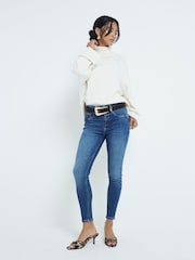 River Island Blue Sky Mid Rise Bum Sculpt Skinny Jeans - Image 1 of 6