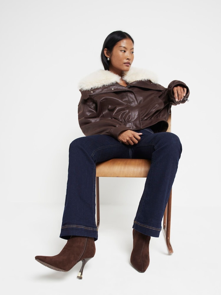 River Island мініатюрні джинси High Rise Pocket Front Flared - Image 1 of 6