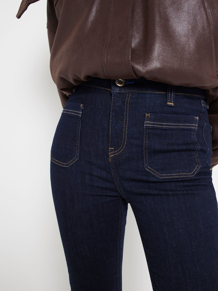 River Island Petite High Rise Pocket Front Flared Jeans - Image 4 of 6