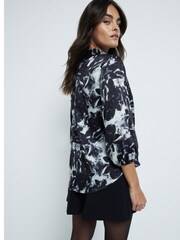 River Island Black Long Sleeve Floral Wrap Shirt - Image 2 of 6