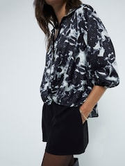 River Island Black Long Sleeve Floral Wrap Shirt - Image 4 of 6
