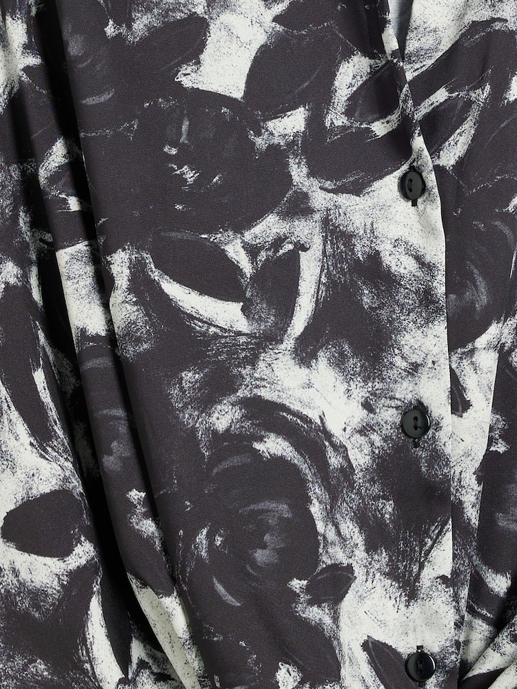River Island Black Long Sleeve Floral Wrap Shirt - Image 6 of 6 River Island Black Long Sleeve Floral Wrap Shirt - Image 6 of 6