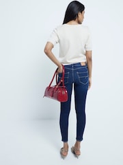 River Island Dark Blue Mid Rise Bum Sculpt Skinny Jeans - Image 3 of 6