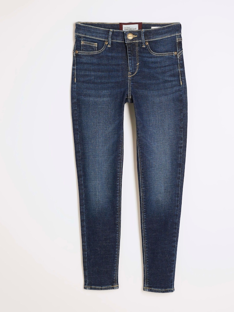 River Island Dark Blue Mid Rise Bum Sculpt Skinny Jeans - Image 5 of 6