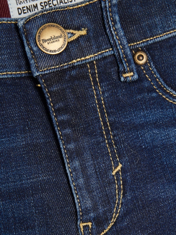 River Island Dark Blue Mid Rise Bum Sculpt Skinny Jeans - Image 6 of 6