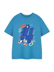 Vanilla Underground Blue Boys Sonic The Hedgehog Birthday Age 100% Cotton T-shirt - Image 2 of 6