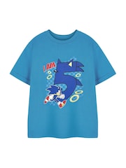 Vanilla Underground Blue Boys Sonic The Hedgehog Birthday Age 100% Cotton T-shirt - Image 3 of 6