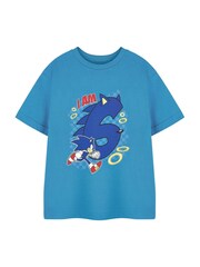 Vanilla Underground Blue Boys Sonic The Hedgehog Birthday Age 100% Cotton T-shirt - Image 4 of 6