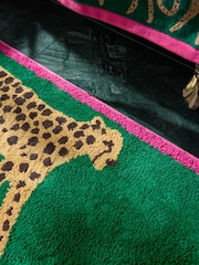 Green Cheetah Animal Print 100% Cotton Runner Bath Mat - Image 2 of 3